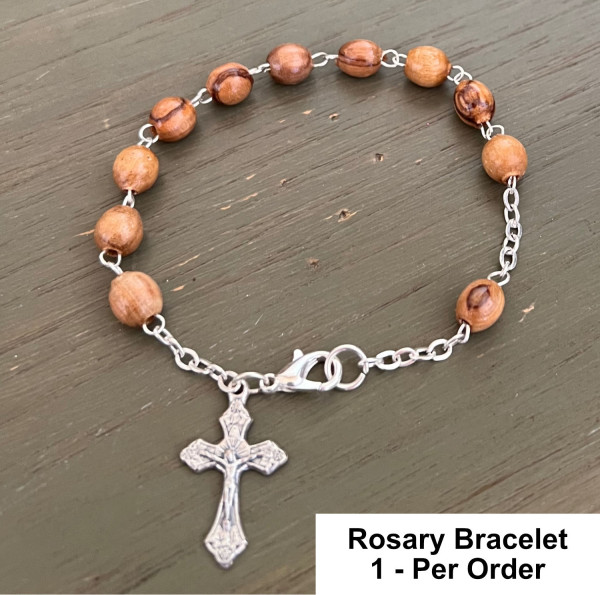 Olive Wood Rosary Bracelet - Brown, 1 Bracelet