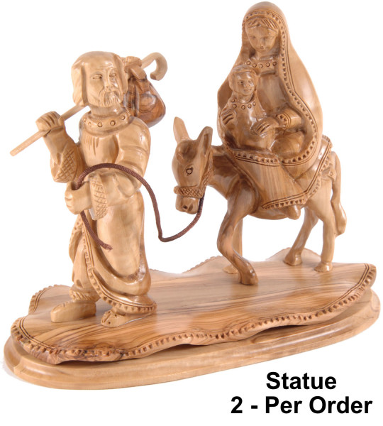 Olive Wood Statue Holy Family Flight Into Egypt 8 Inches - 2 Statues @ $199.00 Each