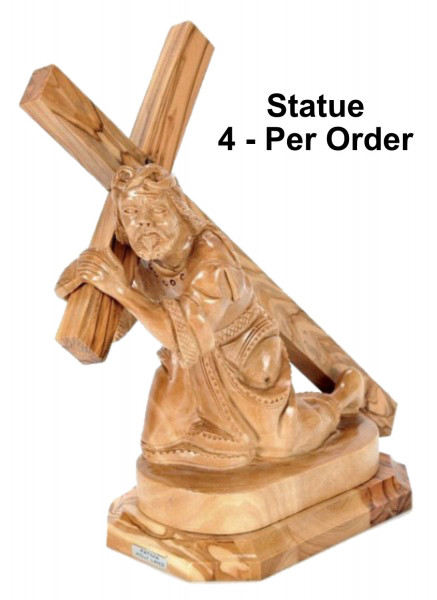 Olive Wood Statue Jesus Carrying the Cross 7.5 Inches - 4 Statues @ $145.00 Each