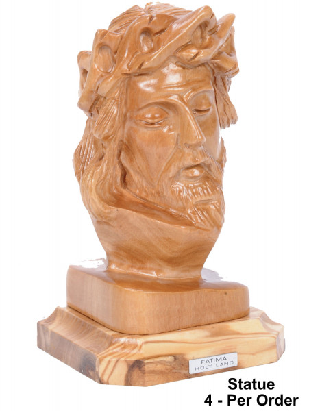 Olive Wood Statue Jesus Wearing the Crown of Thorns 5.5 Inches - 4 Statues @ $95.00 Each