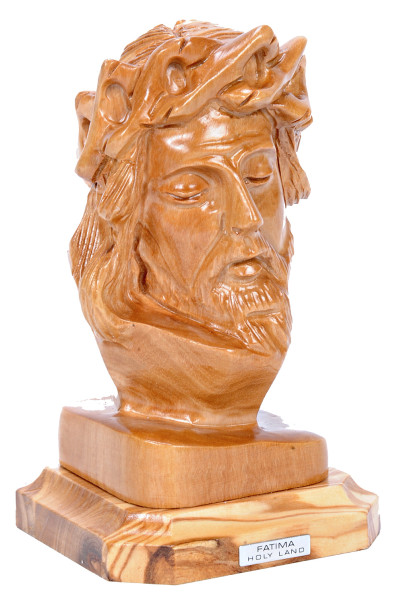 Olive Wood Statue Jesus Wearing the Crown of Thorns 5.5 Inches - Brown, 1 Statue