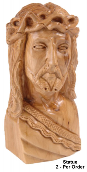Olive Wood Statue of Jesus With Crown of Thorns 8 Inches - 2 Statues @ $129.00 Each