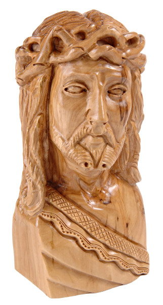 Olive Wood Statue of Jesus With Crown of Thorns 8 Inches - Brown, 1 Statue
