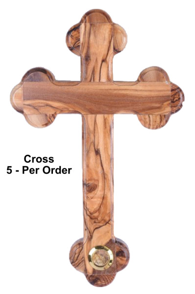 Olive Wood Wall Cross with Frankincense 8.5 Inches - 5 Wall Crosses @ $22.50 Each