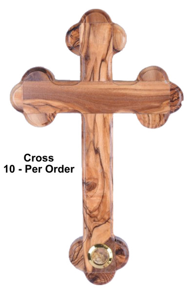 Olive Wood Wall Cross with Frankincense 8.5 Inches - 10 Wall Crosses @ $21.00 Each