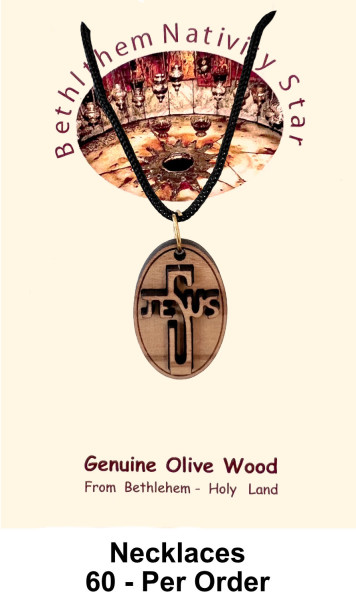 Oval Jesus Cross Necklaces 1 Inch Bulk Price - 60 @ $2.50 Each (Sale $2.30)