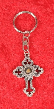 Wholesale Roman Cross Keychain with Holy Land Stone - 140 Key Chains @ $2.49 Each