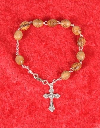 Rosary Bracelet with Carved Wooden Beads - 20 Bracelets @ $2.99 Each