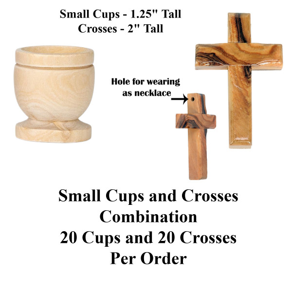 SMALL Communion Cups and Crosses Combination Set Bulk Discount - 20 of Each @ $2.39