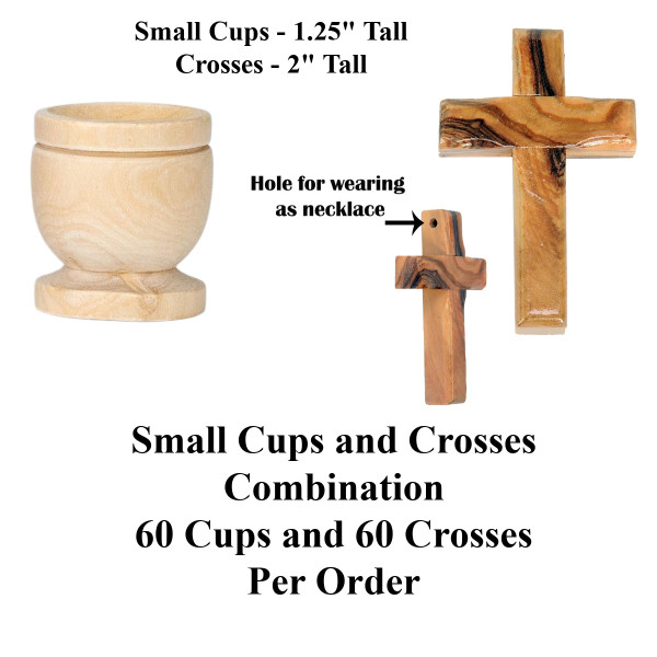 SMALL Communion Cups and Crosses Combination Set Bulk Discount - 60 of Each @ $2.20