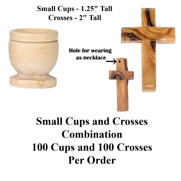 SMALL Communion Cups and Crosses Combination Set Bulk Discount - 100 of Each @ $1.75