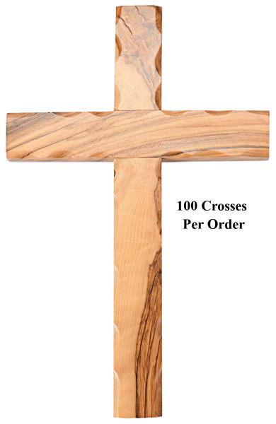 Small 4.5&quot; Olive Wood Wall Crosses Wholesale - 100 Crosses @ $4.98 Each