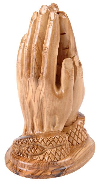 Small Baby Hands Praying Hands Olive Wood Statue 4 Inches Tall - Brown - Small