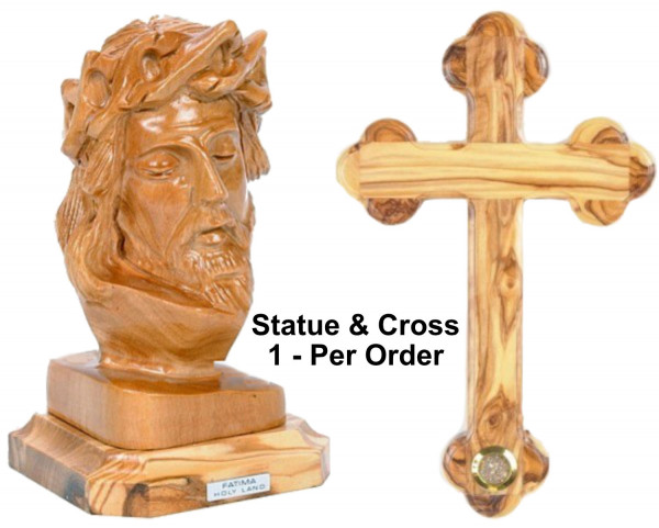 Small Jesus Statue and Wall Cross Christian Gift Set - Brown, 1 Gift Set