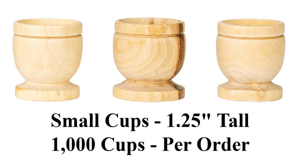 Small Olive Wood Communion Cups - 100 or more @ 81 cents each - 1000 Cups @ $.85 Each