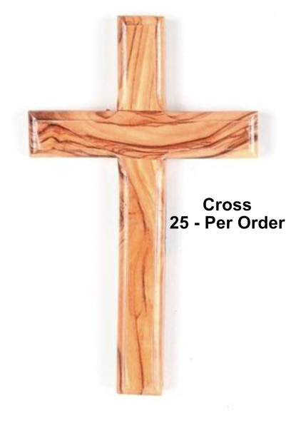 Small Olive Wood Crosses Small Quantities 4.5 Inches - 25 @ $3.79 Each
