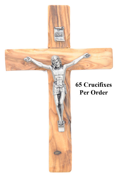 Small Olive Wood Wall Crucifix 4.5 Inch - 65 Crucifixes @ $7.00 Each