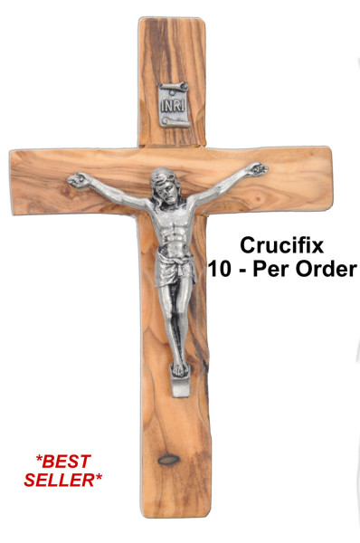 Small Olive Wood Wall Crucifix 4.5 Inch - 10 Crucifixes @ $8.99 Each