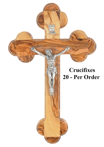Small Olive Wood Wall Crucifix 6.5 Inches Tall - 20 Crucifixes @ $13.40 Each