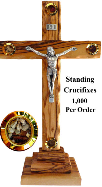 Small Standing 5.25&quot; Wholesale Crucifixes with Relics - 1,000 Crucifixes @ $11.15 Each