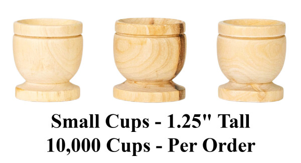 Small Wholesale Olive Wood Cups - 10,000 @ $.75 Each