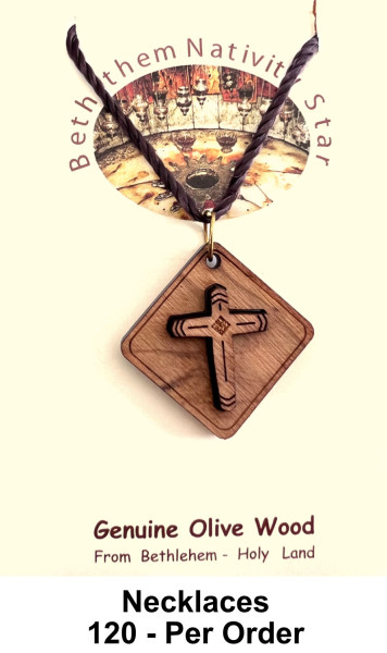 Small Wooden Cross Necklaces 1 Inch Bulk Discount - 120 @ $2.30 Each (Sale $1.99)