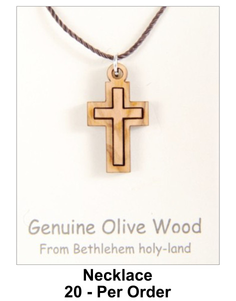 Small Wooden Cross Necklaces Bulk price 1 Inch - 20 @ $2.95 Each (Sale $2.60)