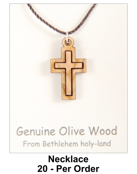 White Mother of Pearl Cross Necklace with a Decorative Olive Wood Fram –  Bethlehem Handicrafts