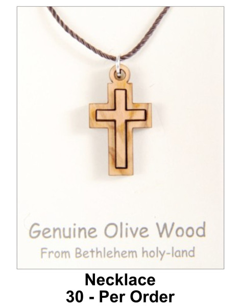 Small Wooden Cross Necklaces Bulk price 1 Inch - 30 @ $2.95 Each (Sale $2.60)