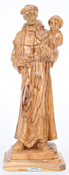 St. Anthony Statue Olive Wood 10 Inches Tall - Brown, 1 Statue