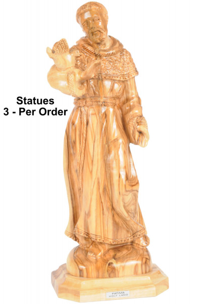 St. Francis with Animals Statue 10 Inches Tall Olive Wood - 3 Statues @ $145.00 Each