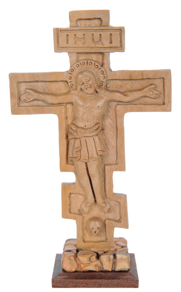 Standing Orthodox Wooden Icon of the Holy Cross 7.5 Inches - Brown, 1 Icon