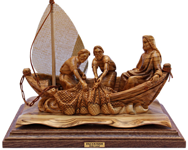 Statue of Jesus and Disciples in the Boat 8.5 Inches - Brown, 1 Statue