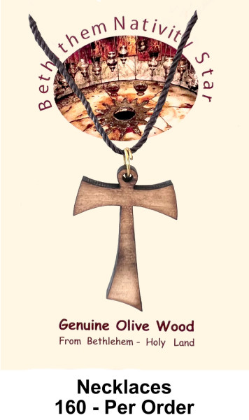 Tau Olive Wood Cross Necklaces 1.5 Inch Bulk Price - 160 @ $2.30 Each (Sale $1.99)