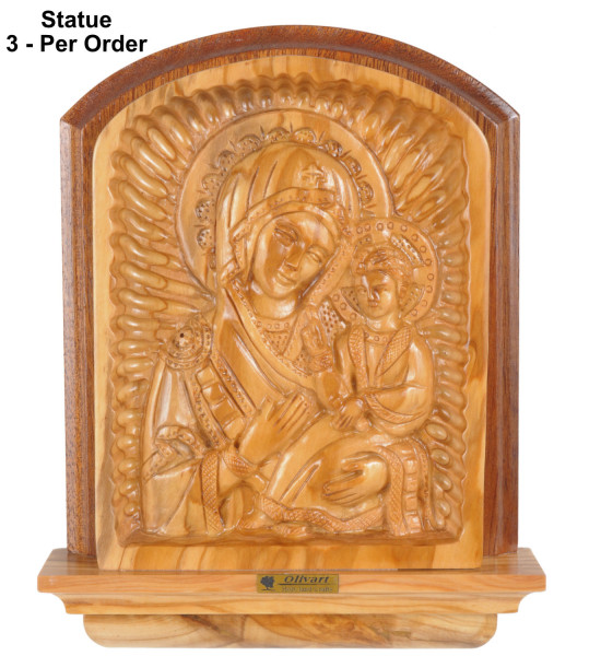 The Virgin Hodegetria Carved Icon Stand or Plaque 7.5 Inches Tall - 3 Icons @ $139.00 Each