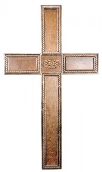 Very Large 6' Handcrafted Wooden Wall Cross - Brown - Very Large