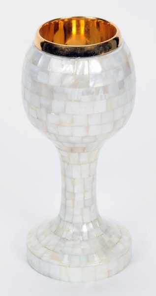 White Mother of Pearl Catholic Chalice - White Mother of Pearl