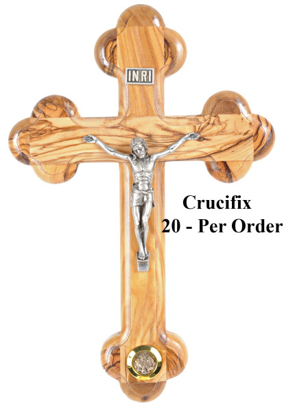 Wholesale 11 Inch Crucifixes with Holy Land Soil - 20 Crucifixes @ $26.90 Each