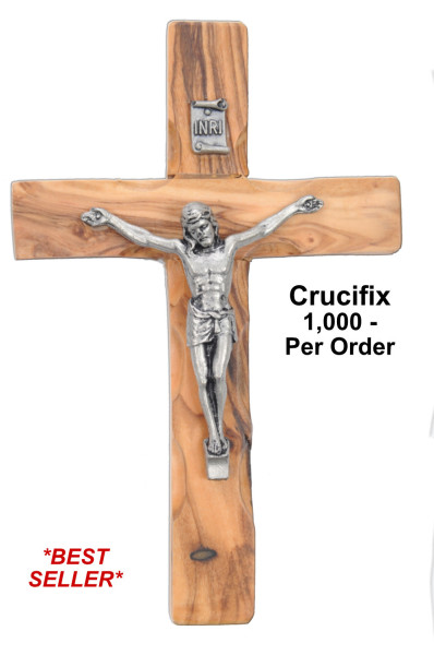 Wholesale 4.5 inch Olive Wood Crucifixes - 1,000 @ $3.70 Each