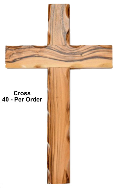 Wholesale 6.25&ldquo; Olive Wood Wall Crosses - 40 @ $8.65 Each