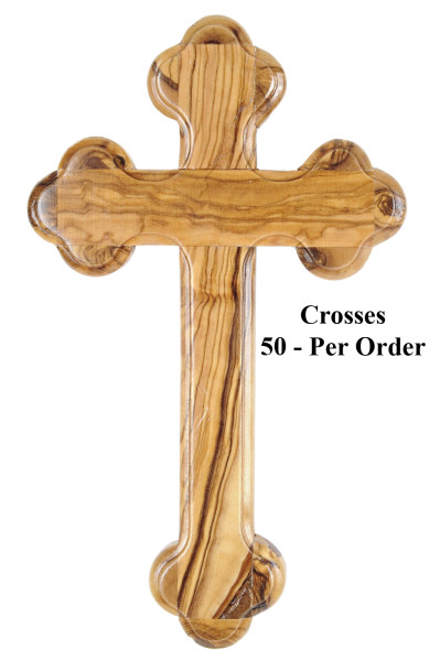 Wholesale 6.5 Inch Olive Wood Wooden Wall Crosses - 50 Wall Crosses @ $10.85 Each