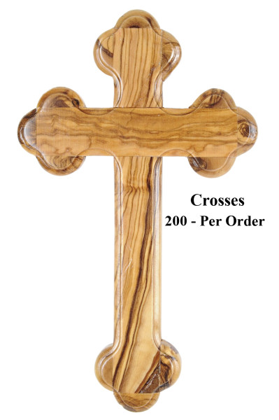 Wholesale 6.5 Inch Olive Wood Wooden Wall Crosses - 200 Wall Crosses @ $9.20 Each