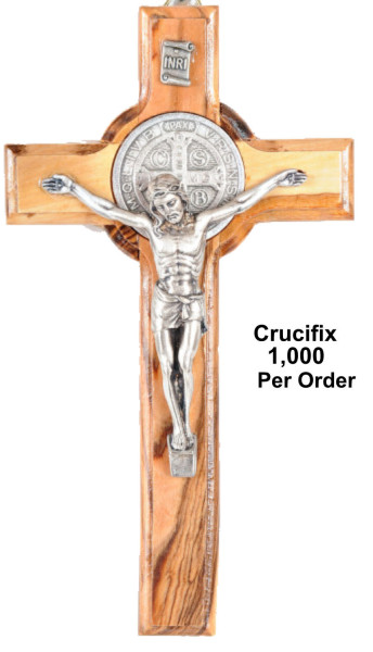 Wholesale 6 Inch Tall Saint Benedict Wall Crucifixes - 1,000 @ $15.00 Each