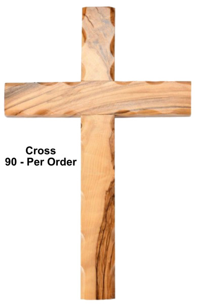 Wholesale 9.5&ldquo; Olive Wood Wall Crosses - 90 @ $13.80 Each