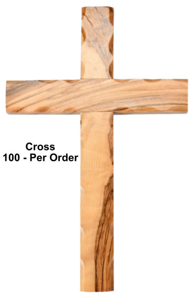 Wholesale 9.5&ldquo; Olive Wood Wall Crosses - 100 @ $13.60 Each