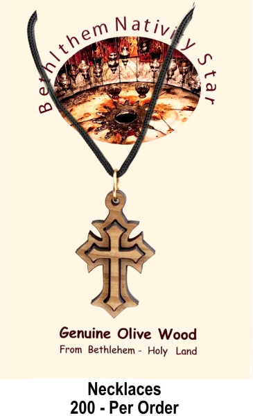 Wholesale Beautiful Wooden Cross Necklaces 1 Inch - 200 @ $1.95 Each