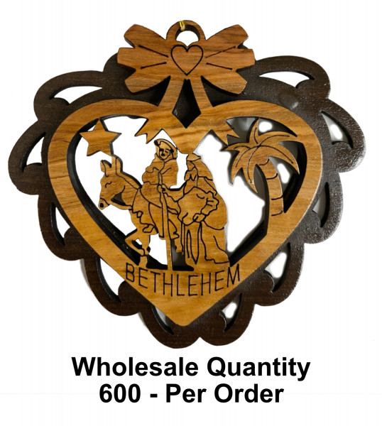 Wholesale Flight to Egypt Holy Family Olive Wood Ornament - 600 Ornaments @ $4.10 Each