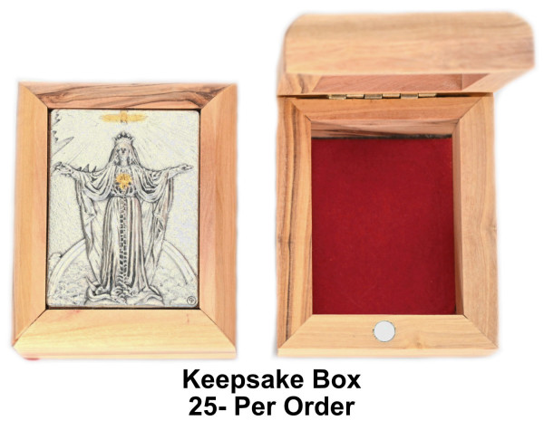 Wholesale Immaculate Heart of Mary Rosary Boxes - 25 @ $15.00 Each