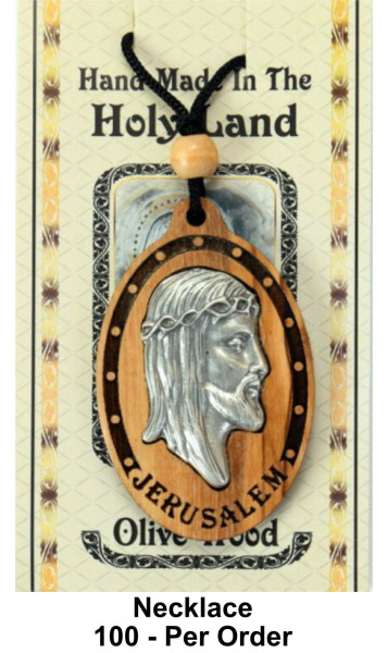 Wholesale Jesus Wearing Crown of Thorns Necklaces 2.25 Inch - 100 Necklaces @ $3.85 Each