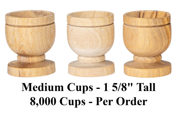 Wholesale Medium Olive Wood Cups - 8,000 @ $.86 Each
